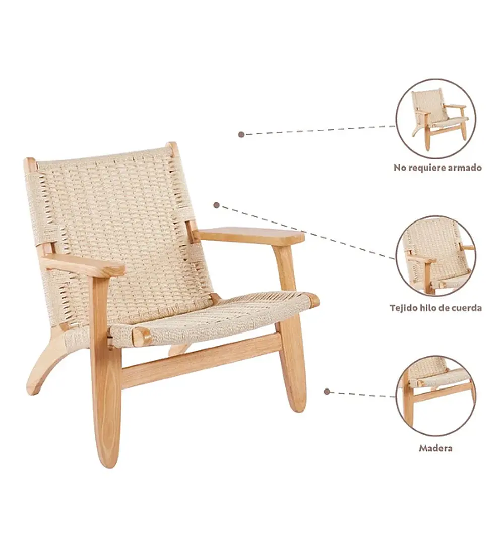 Butaca Sitial Danesa Wegner - Madera