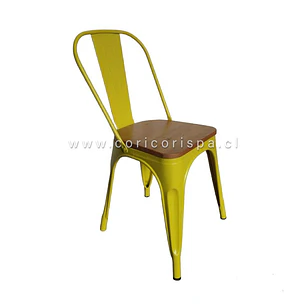 Silla Tolix Asiento de Madera Clara - Industrial