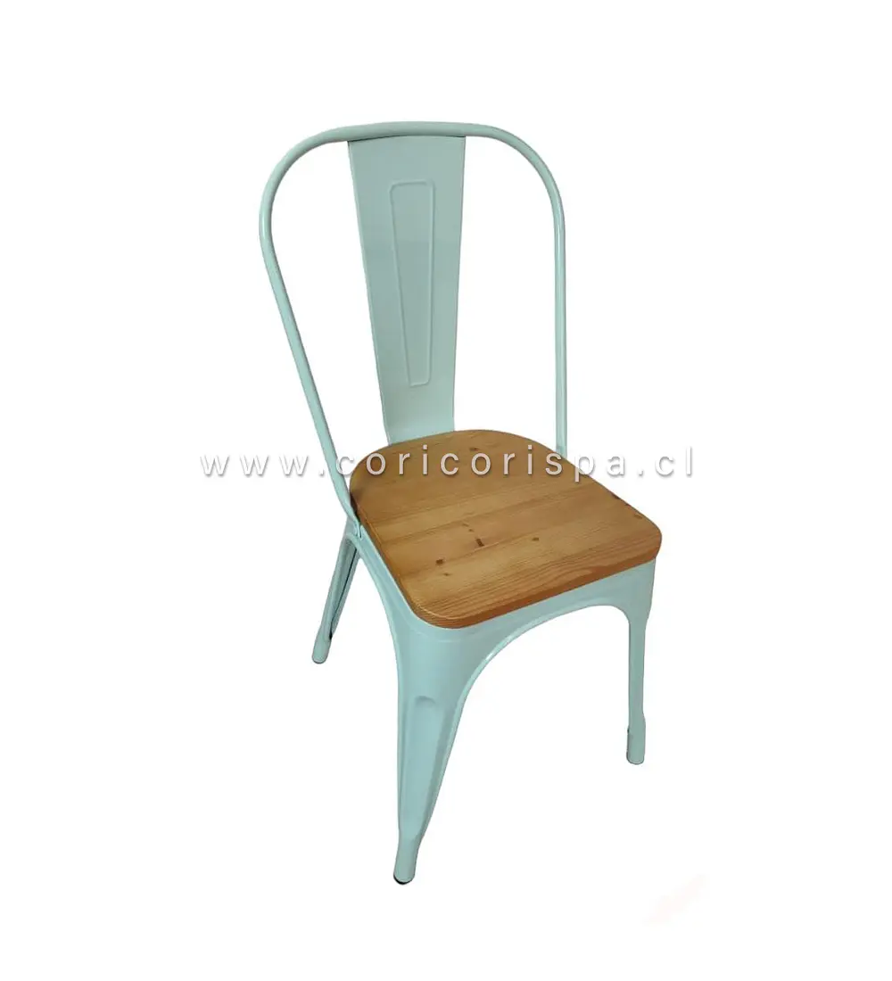 Silla Tolix Asiento de Madera Clara - Industrial