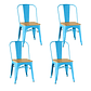 Pack 4 Sillas Tolix Asiento de Madera Clara - Industrial - Miniatura 3