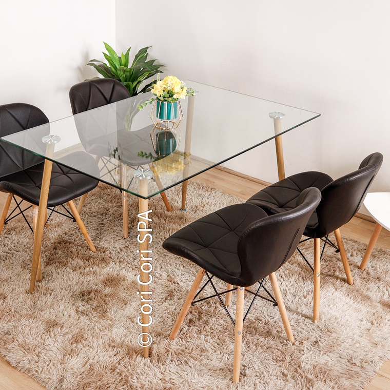 Comedor Rubi 120x80cms + 4 Silla Eames Mariposa Ecocuero 5