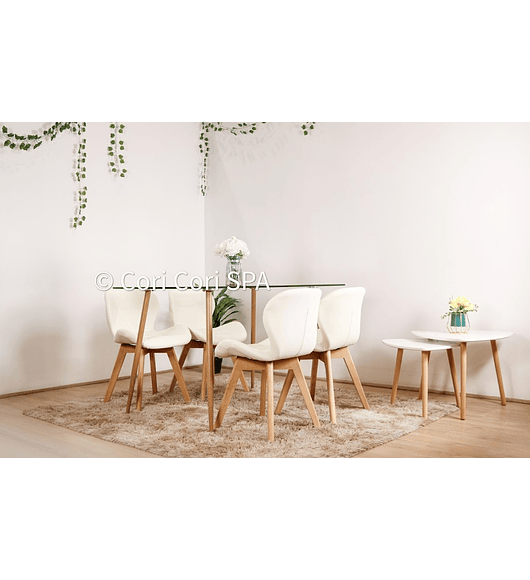Comedor Rubi 120x80cms + 4 Sillas Mariposa Wood