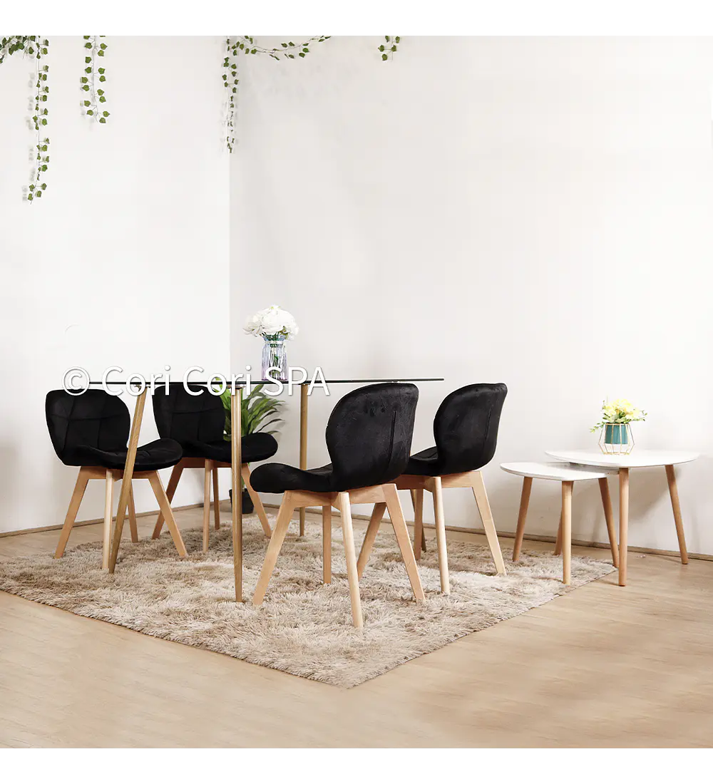 Comedor Rubi 120x80cms + 4 Sillas Mariposa Velvet 