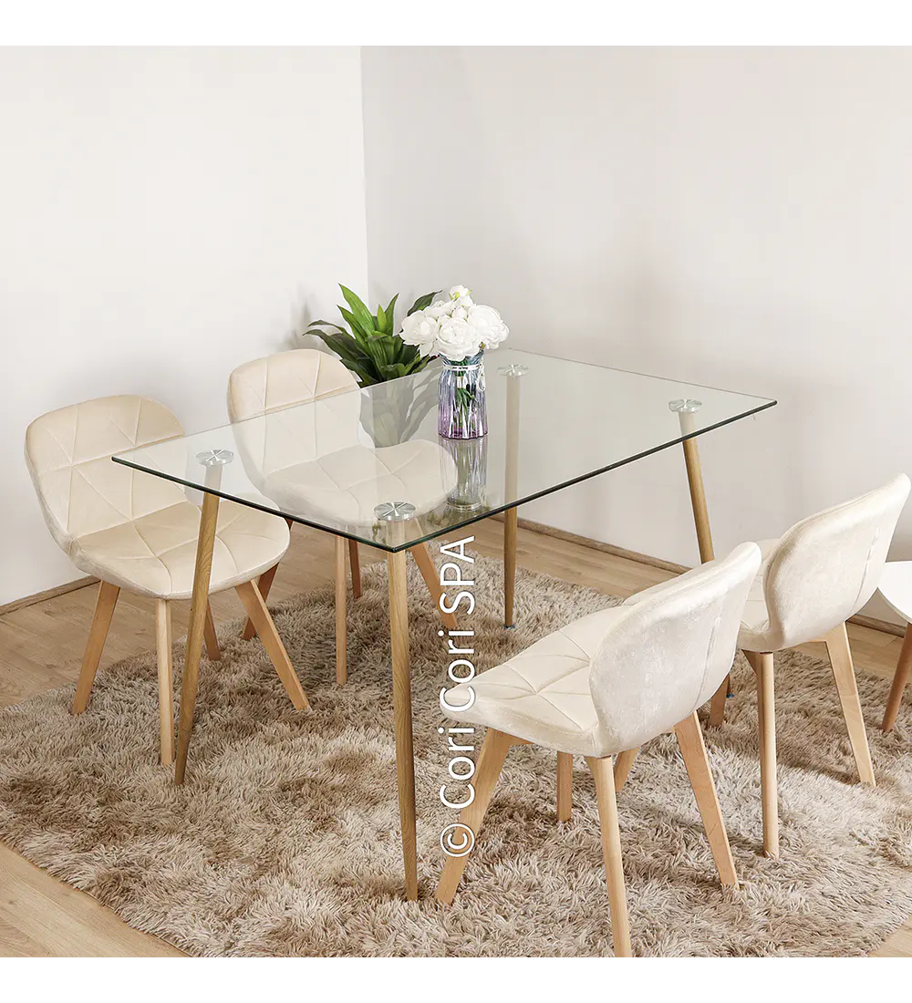 Comedor Rubi 120x80cms + 4 Sillas Mariposa Velvet 