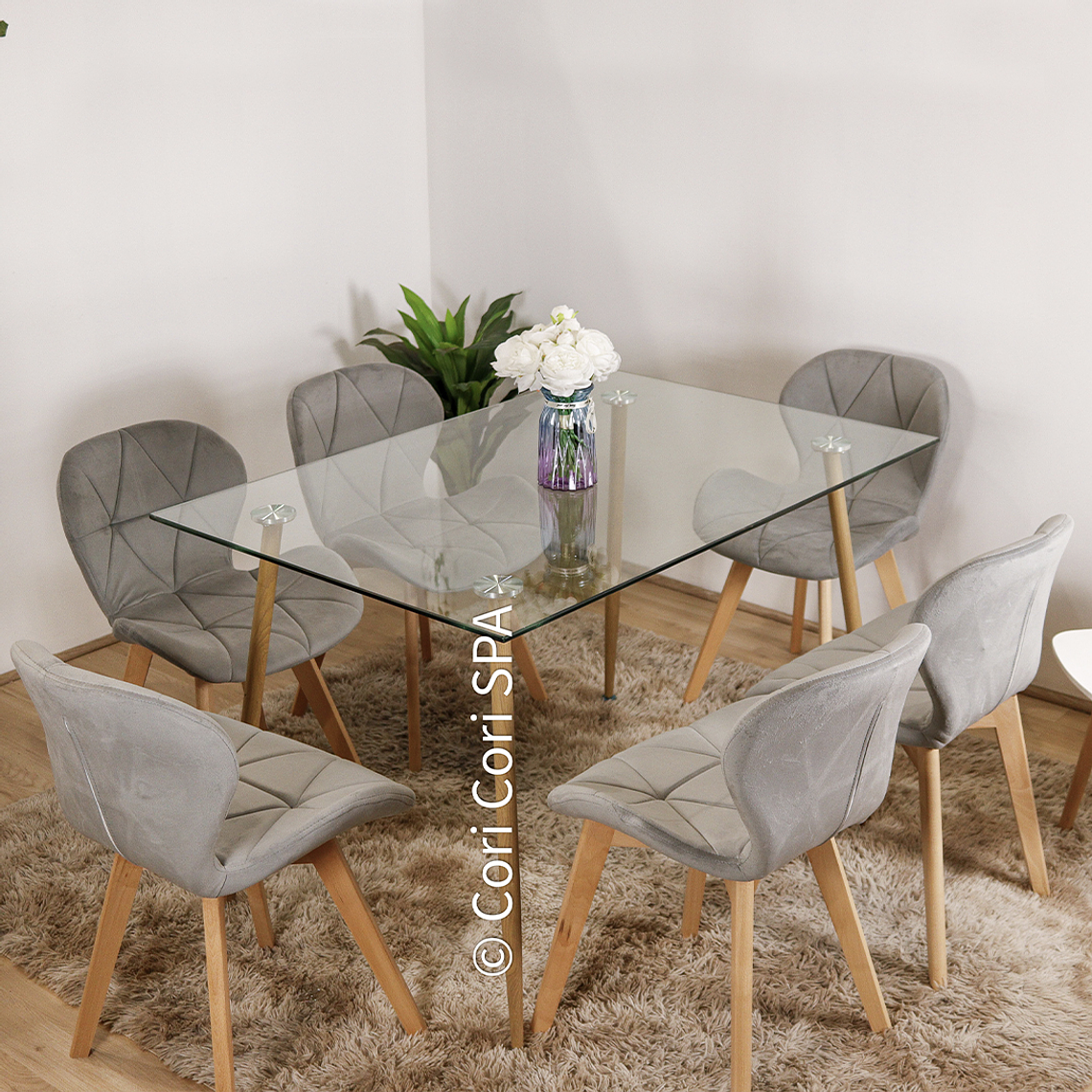 Comedor Rubi 120x80cms + 6 Sillas Mariposa Velvet  2