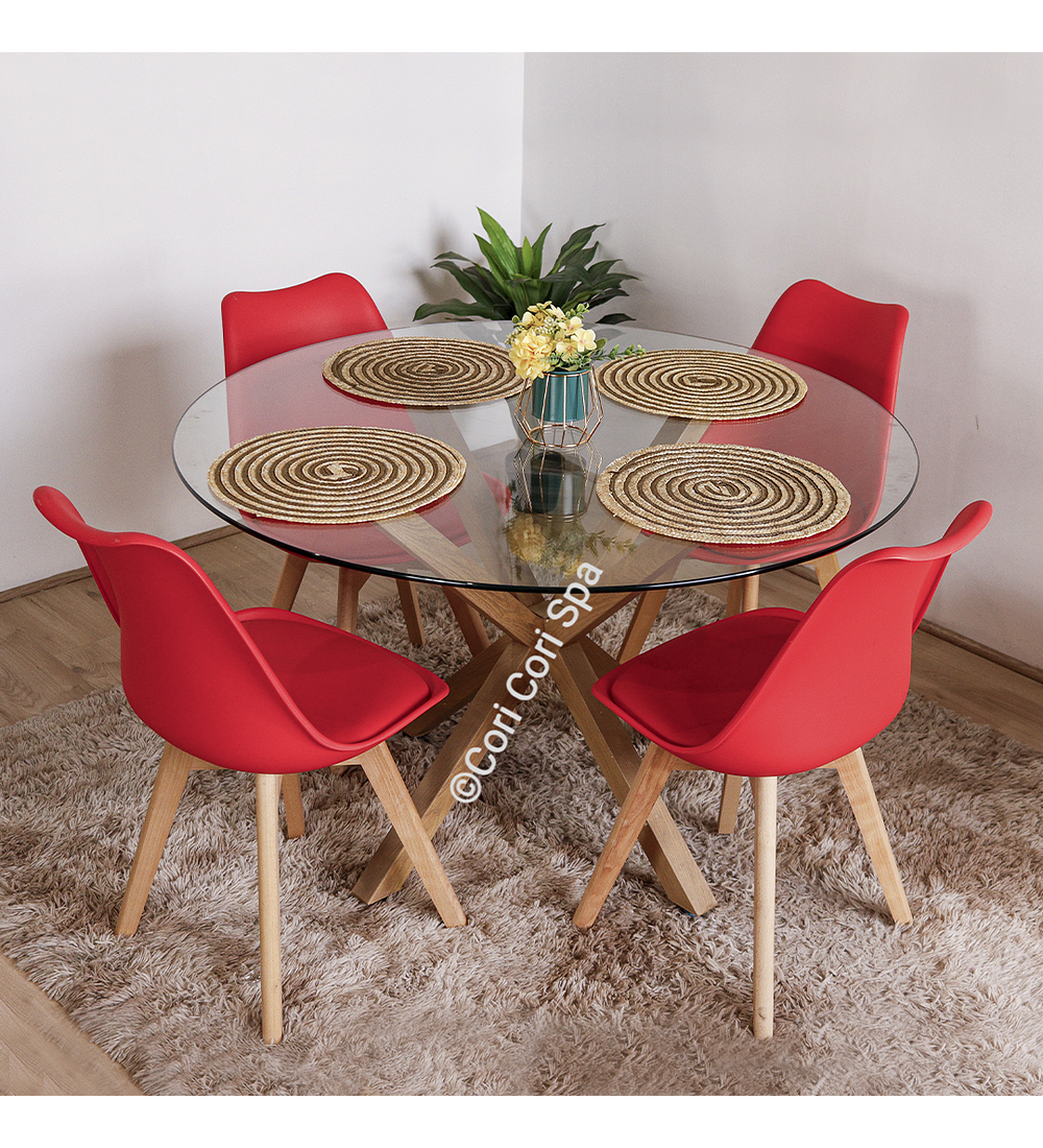 Comedor Warwick 120cm + 4 Sillas Tulip