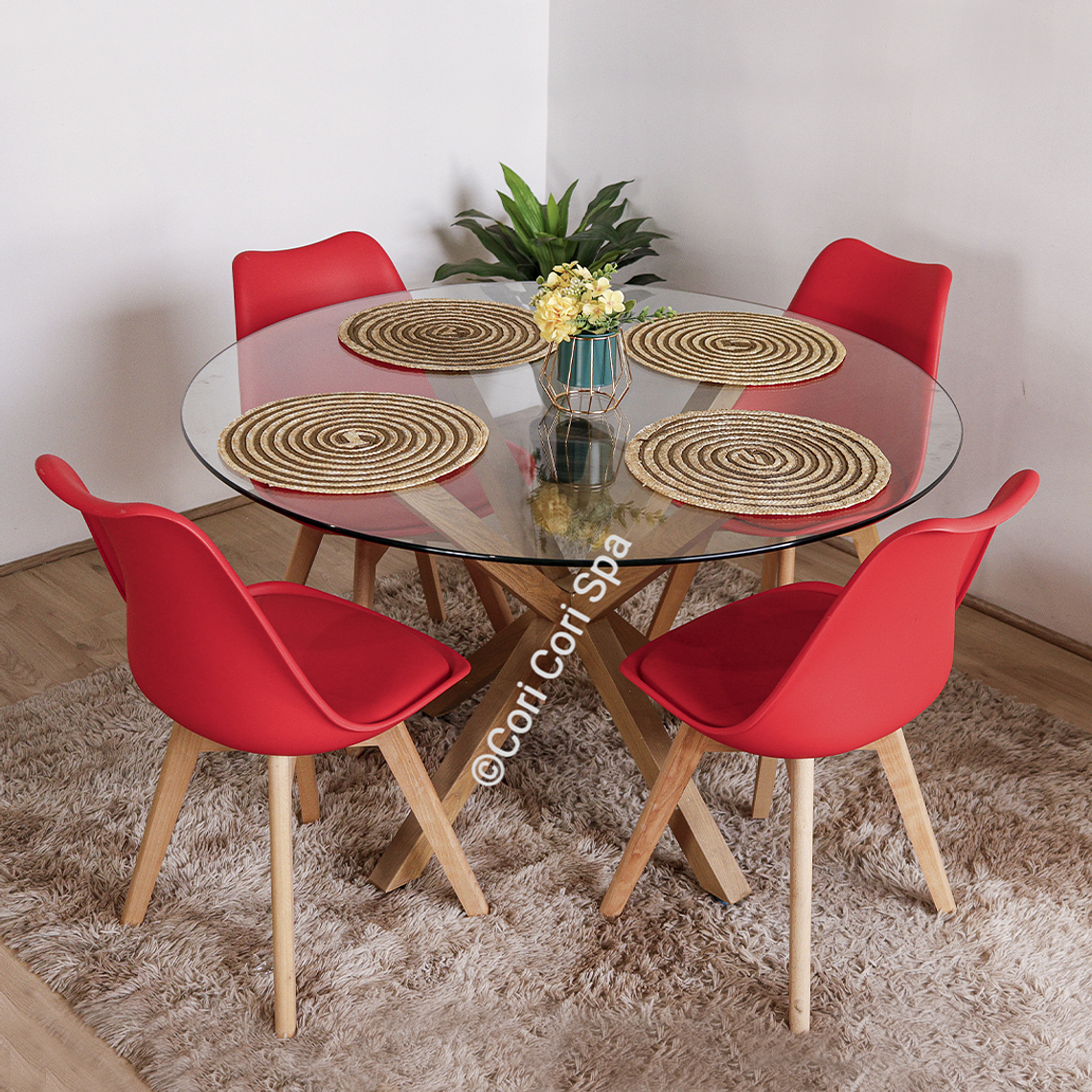 Comedor Warwick 120cm + 4 Sillas Tulip 4