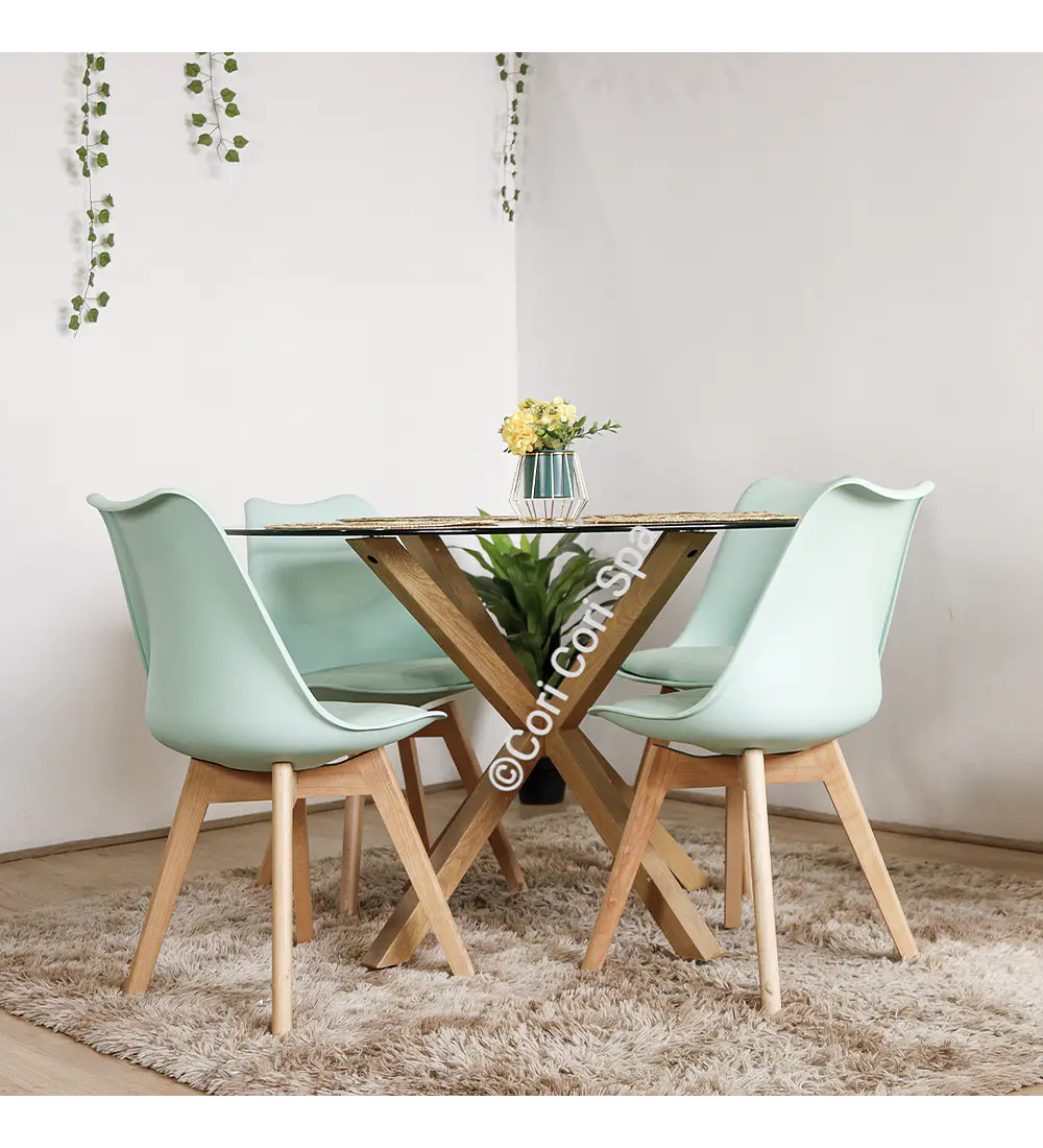 Comedor Warwick 120cm + 4 Sillas Tulip