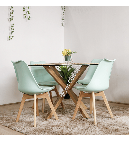 Comedor Warwick 120cm + 4 Sillas Tulip