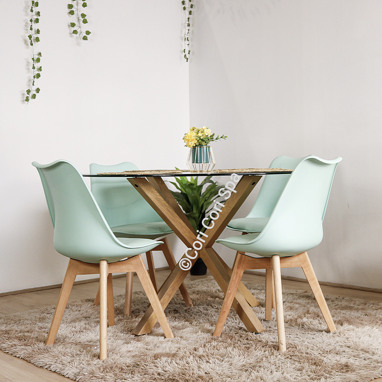 Comedor Warwick 120cm + 4 Sillas Tulip 1