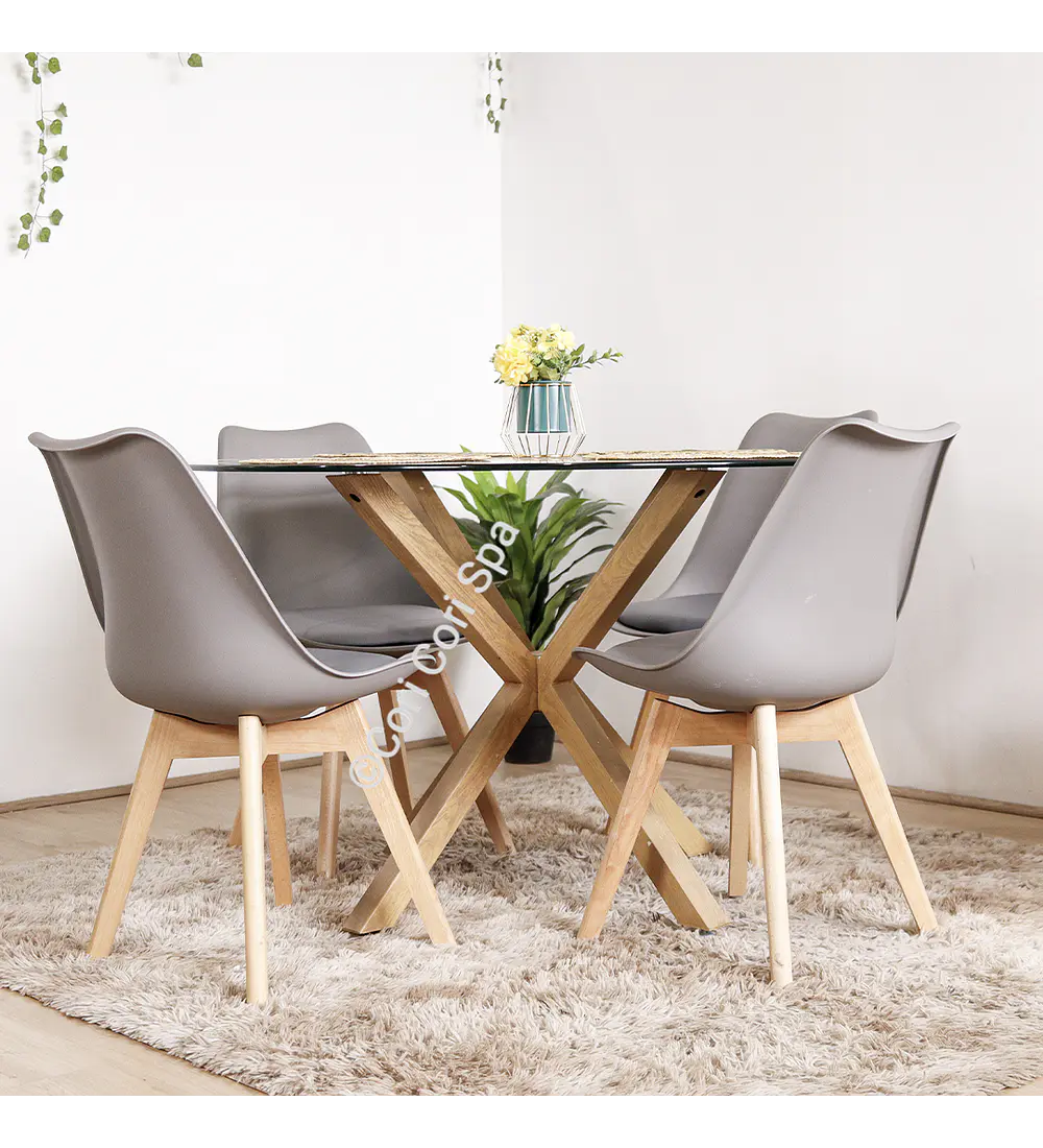 Comedor Warwick 120cm + 4 Sillas Tulip