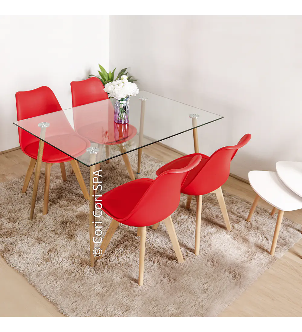 Comedor Rubi 120x80cms + 4 Sillas Tulip 