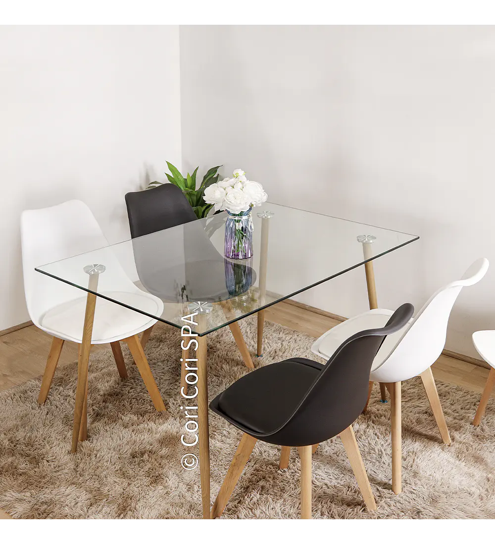 Comedor Rubi 120x80cms + 4 Sillas Tulip 