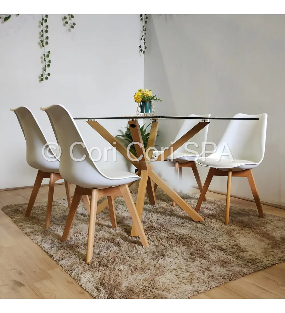 Comedor Madrid 140x90cms + 4 Sillas Tulip