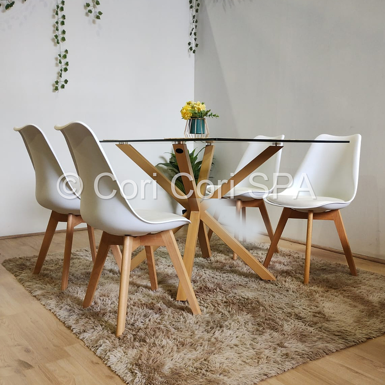 Comedor Madrid 140x80cms + 4 Sillas Tulip 3