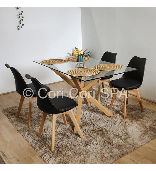 Comedor Madrid 140x80cms + 4 Sillas Tulip