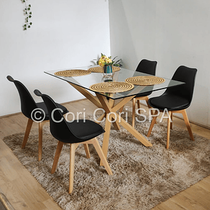 Comedor Madrid 140x80cms + 4 Sillas Tulip