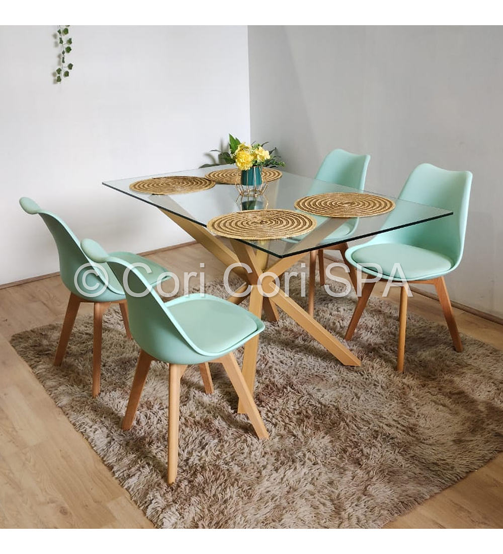 Comedor Madrid 140x80cms + 4 Sillas Tulip