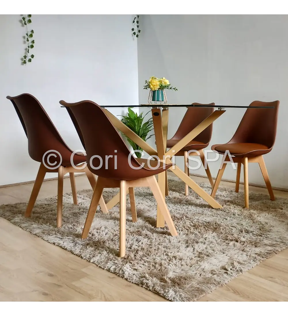 Comedor Madrid 140x90cms + 4 Sillas Tulip