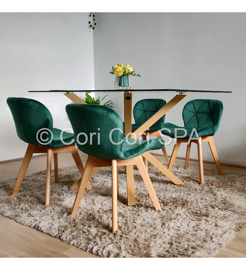 Comedor Madrid 140x80cms + 4 Sillas Mariposa Velvet 