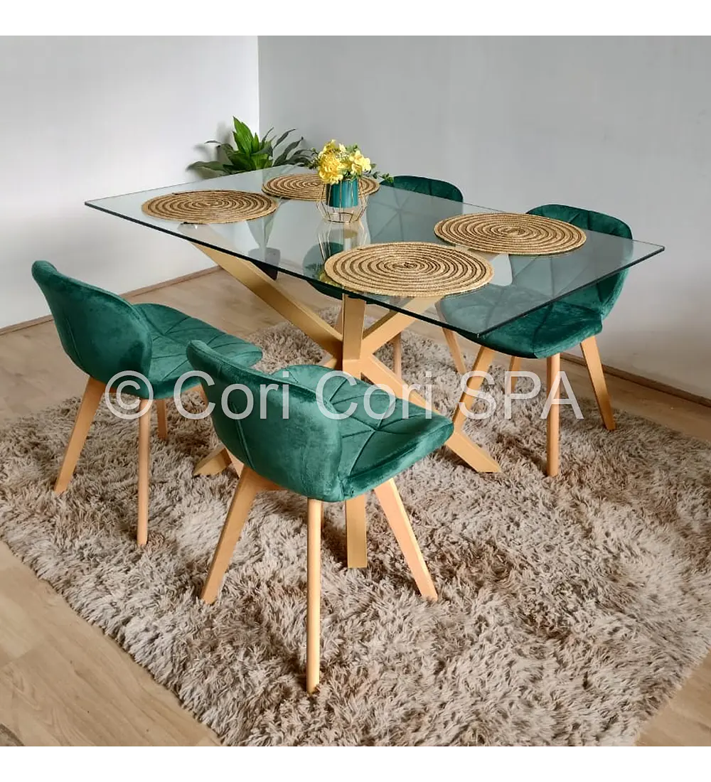 Comedor Madrid 140x80cms + 4 Sillas Mariposa Velvet 