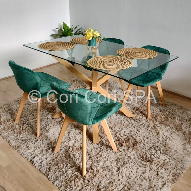 Comedor Madrid 140x80cms + 4 Sillas Mariposa Velvet  4