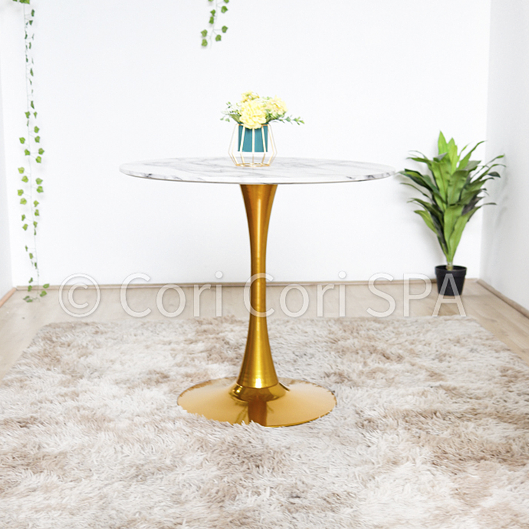 Comedor Mesa Tulip Gold 80cms + 4 Sillas Tulip 9