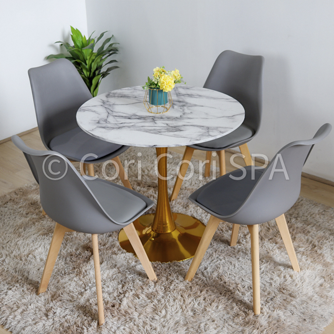 Comedor Tulip Gold 100Cms + 4 Sillas Tulip  3