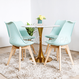 Comedor Tulip Gold 100Cms + 4 Sillas Tulip 