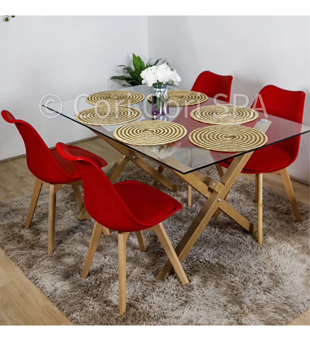 Comedor Medlock 140 x 90cm + 4 Sillas Tulip   