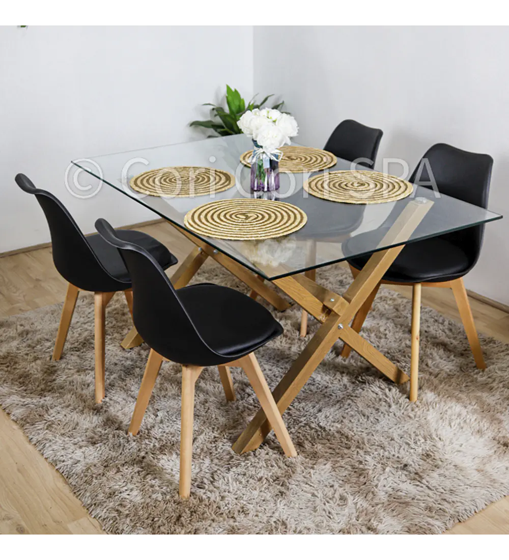 Comedor Medlock 140 x 90cm + 4 Sillas Tulip   
