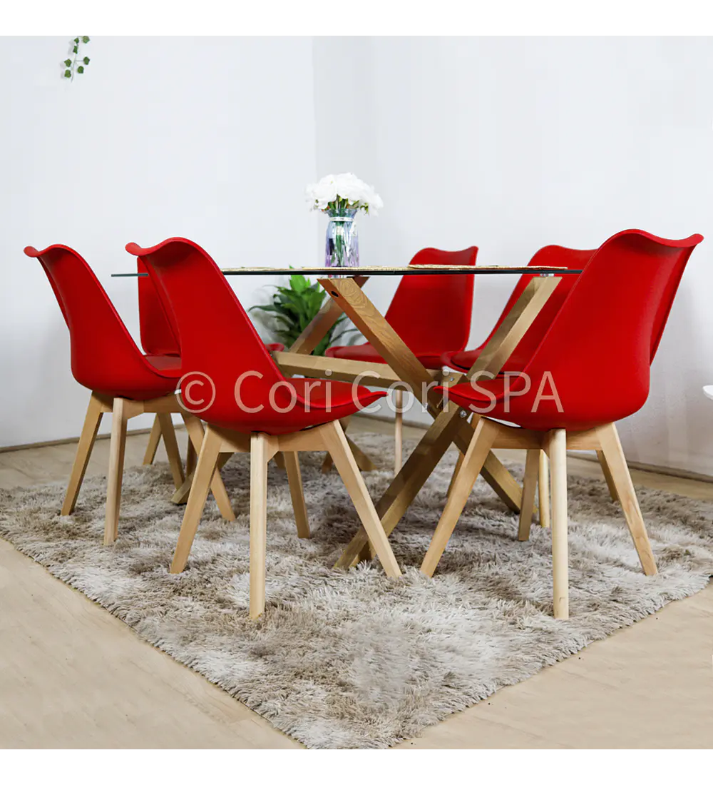 Comedor Medlock 140 x 90cm + 6 Sillas Tulip 