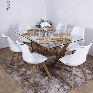 Comedor Medlock 140 x 90cm + 6 Sillas Tulip 