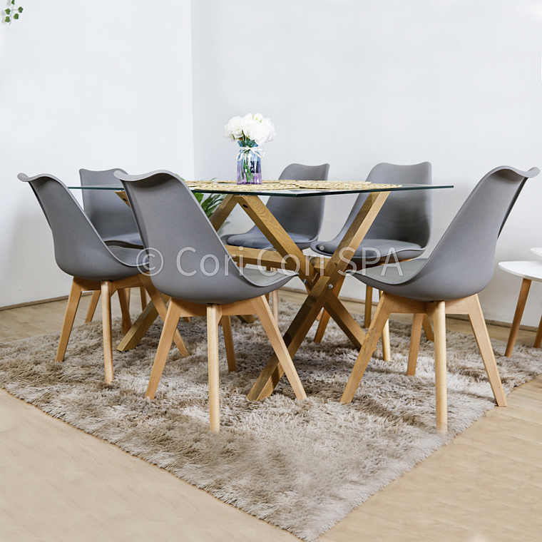 Comedor Medlock 140 x 90cm + 6 Sillas Tulip  2