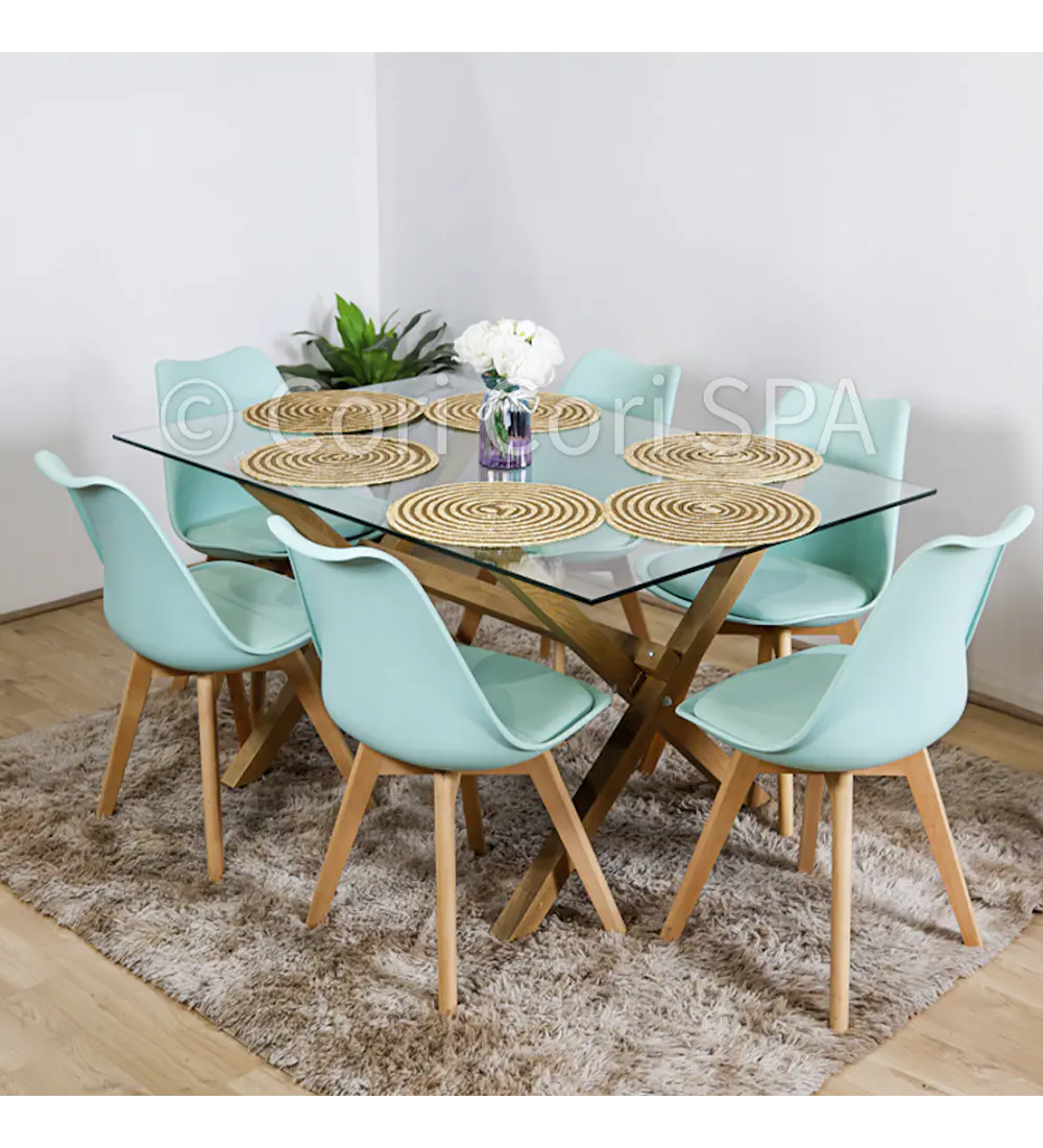 Comedor Medlock 140 x 90cm + 6 Sillas Tulip 