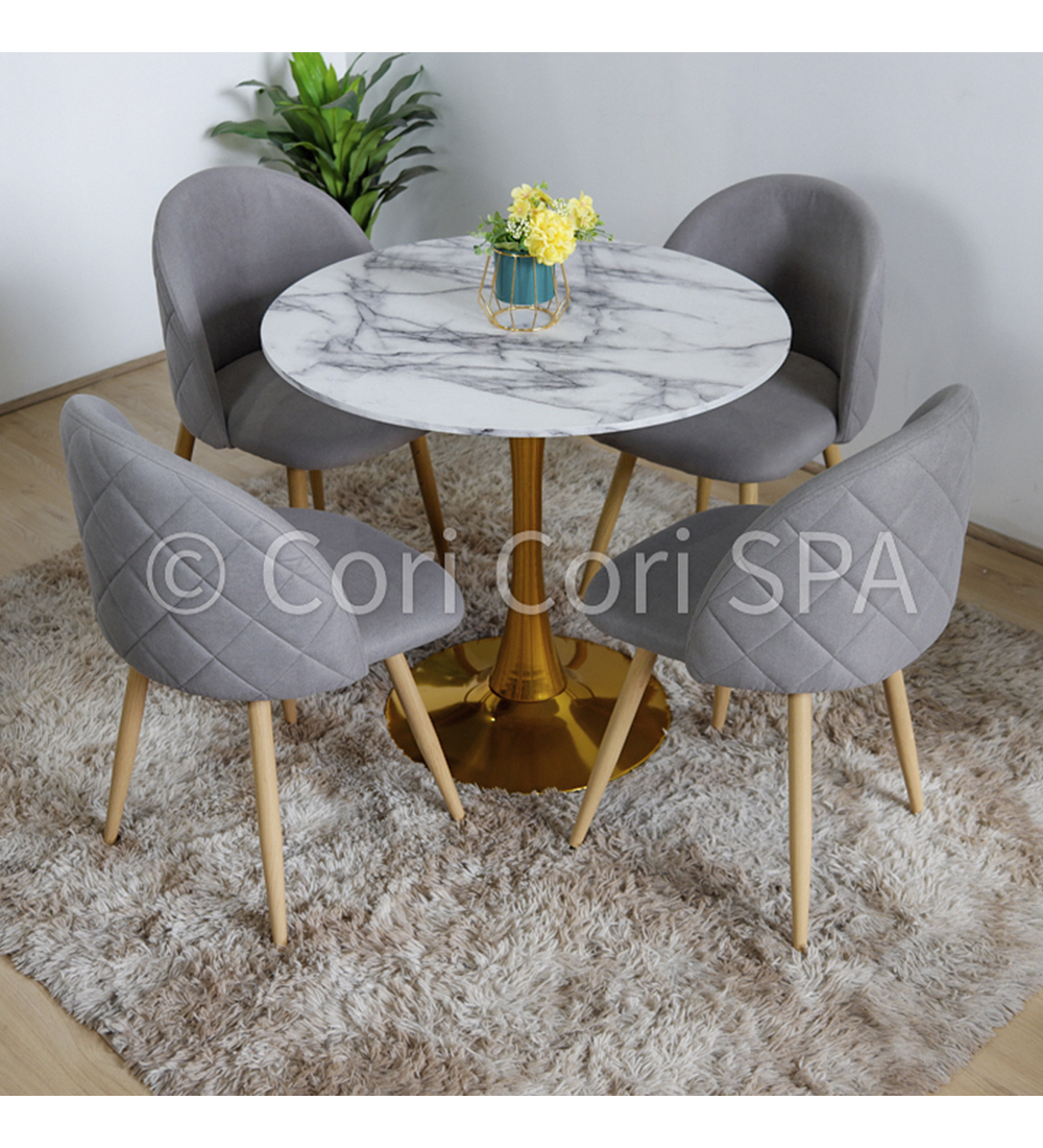 COMEDOR MESA GOLD 100CM + 4 SILLAS LUXURY