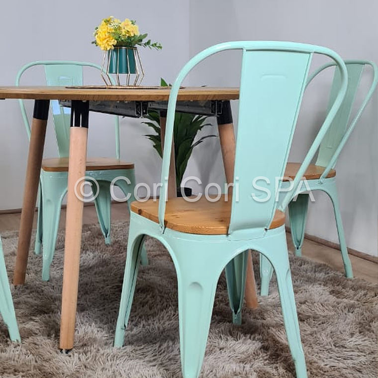 Comedor Mesa Expandible (100 - 180cms) +  4 Tolix Madera 2