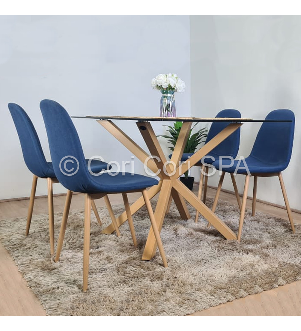 Comedor Madrid 140x80cms  +  4 Sillas Scoop  Lino