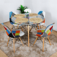 Comedor Eames Vidrio 80cms + 4 Sillas Patchwork - Miniatura 1