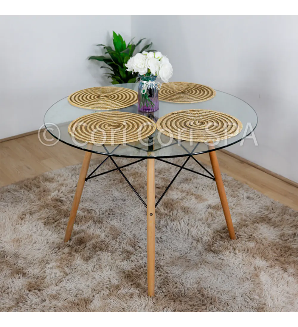 Comedor Eames Vidrio 100cms + 4 Sillas Eames 