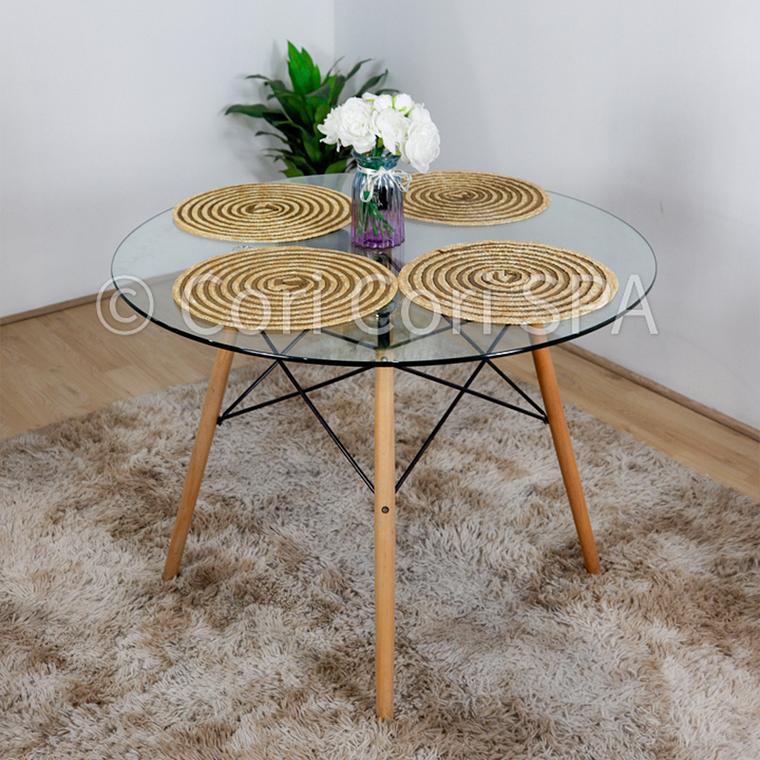 Comedor Eames Vidrio 100cms + 4 Sillas Eames  8