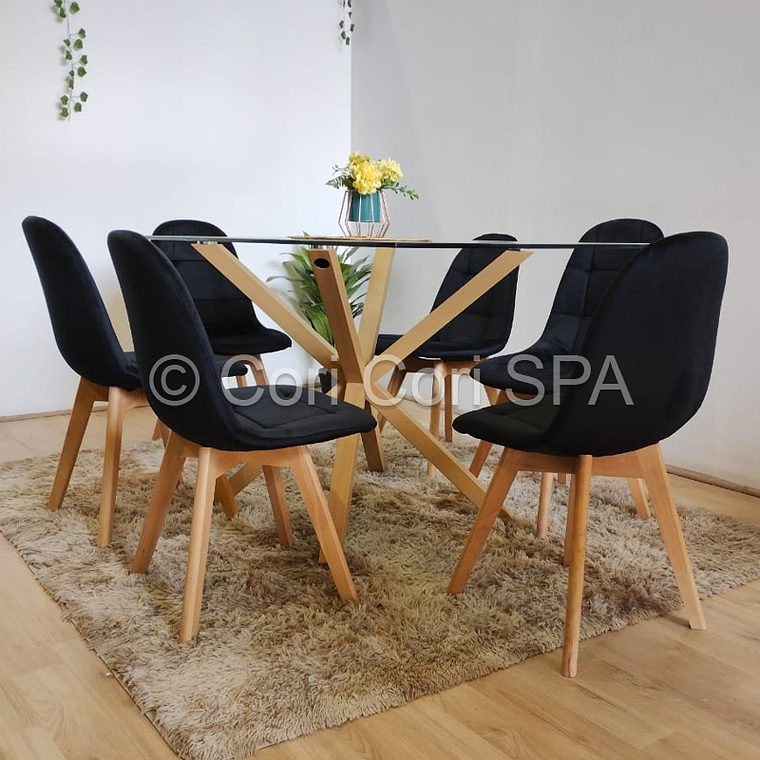 Comedor Madrid 140x80cms + 6 Sillas Capitonné Velvet  6