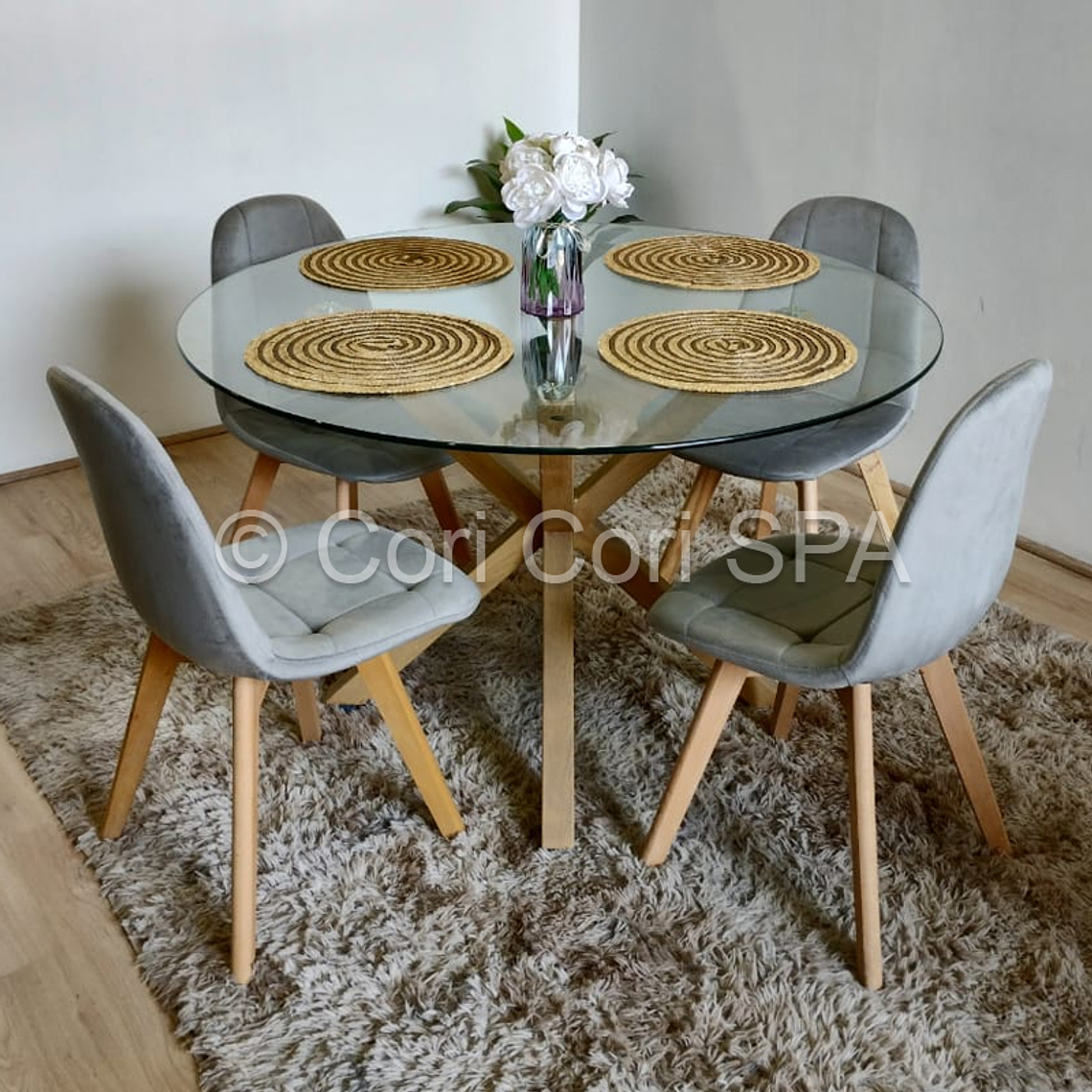 Comedor Warwick 120cm + 4 Silla Capitonné Velvet  5