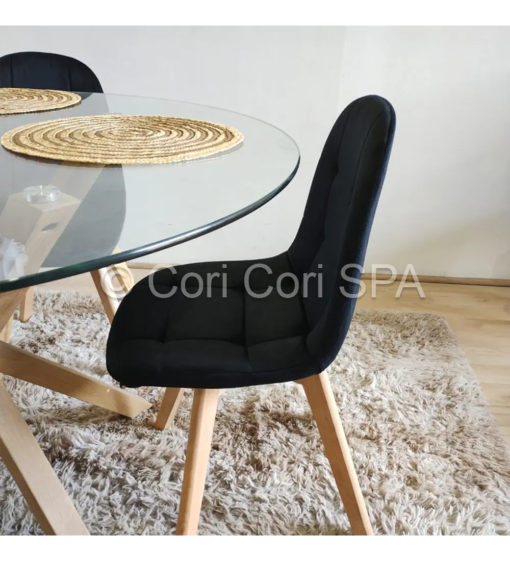 Comedor Warwick 120cm + 4 Silla Capitonné Velvet 
