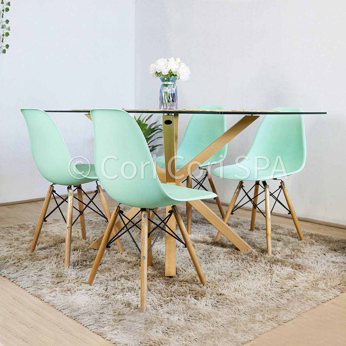 Comedor Madrid 140x80cms + 4 Sillas Eames 3