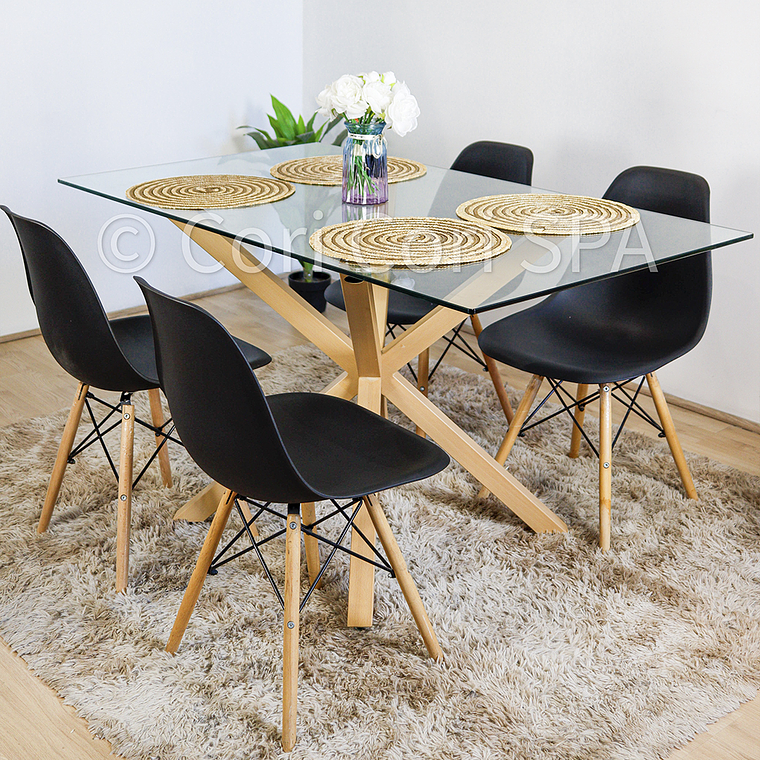 Comedor Madrid 140x80cms + 4 Sillas Eames 4