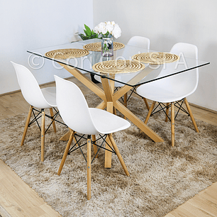 Comedor Madrid 140x80cms + 4 Sillas Eames