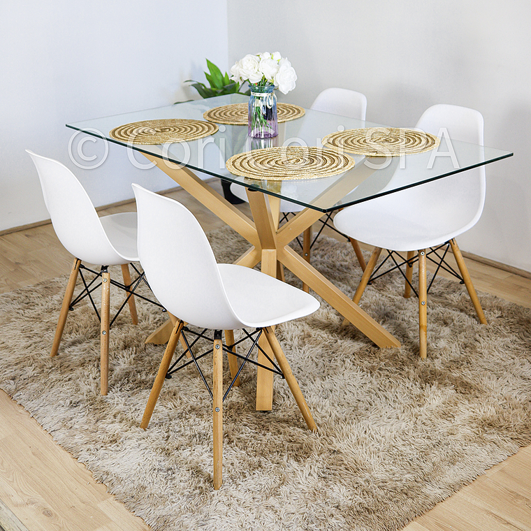 Comedor Madrid 140x80cms + 4 Sillas Eames 1