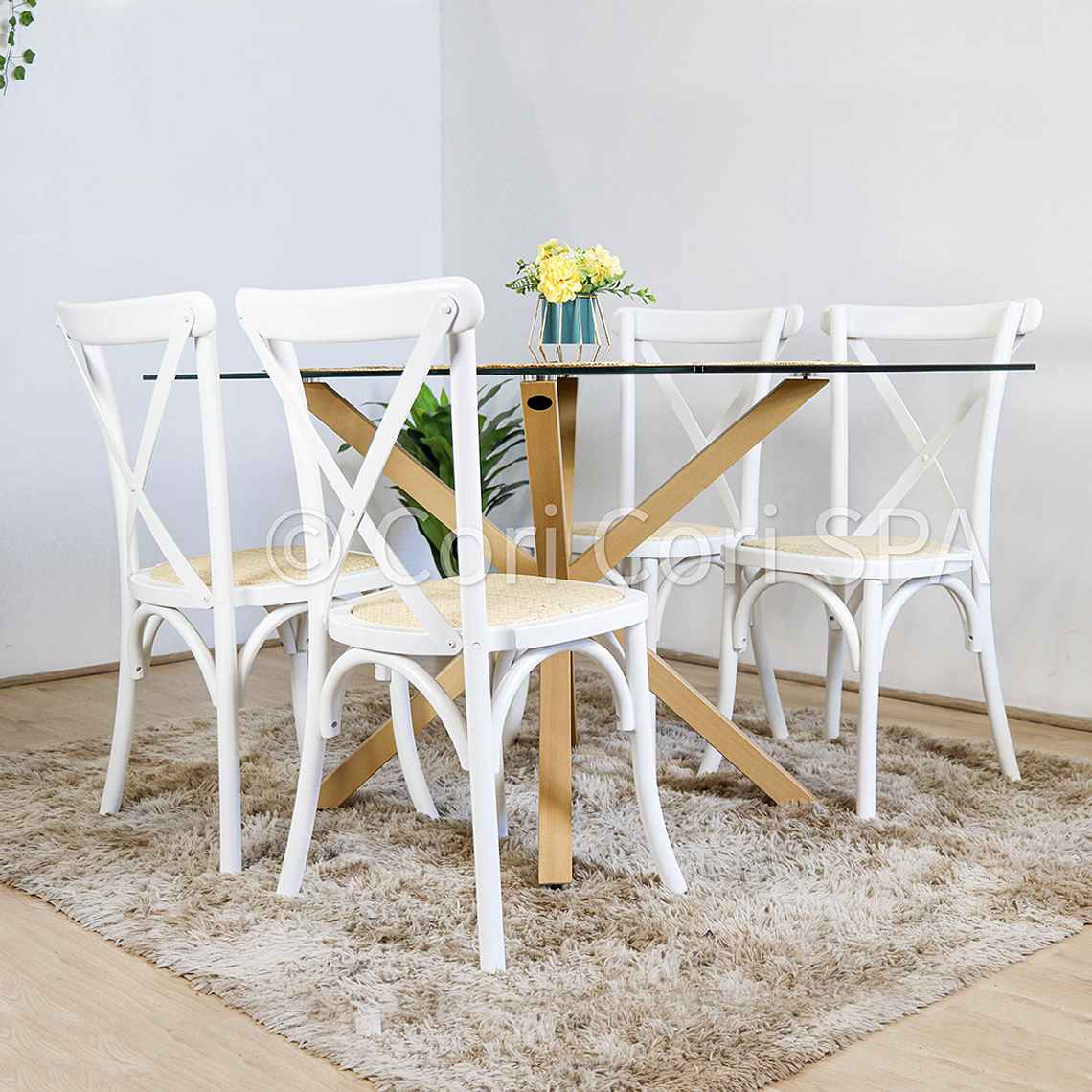 Comedor Madrid 140x80cms + 4 Sillas Crossback Madera 2