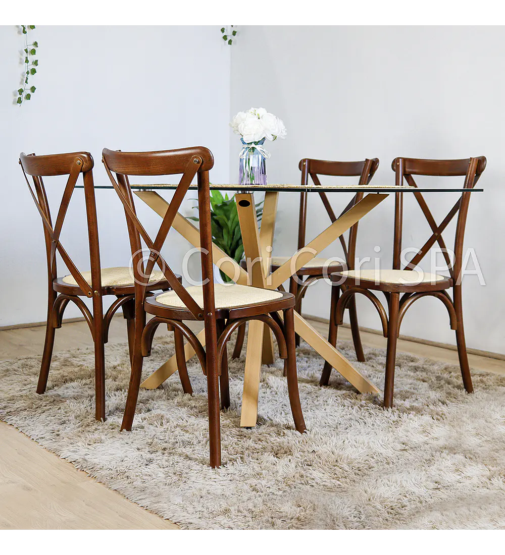Comedor Madrid 140x80cms + 4 Sillas Crossback Madera